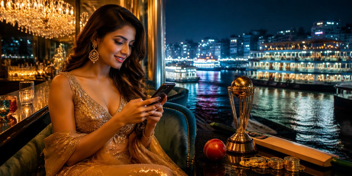 ঢাকায় সমুদ্র সৈকতের পটভূমিতে ক্রিকেট বেটিং উপভোগ করছেন একজন বাংলাদেশি সদস্য